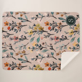 Dusty Rose Boho Floral Wasserfarbe Custom Sherpadecke (Vorderseite (Horizontal))