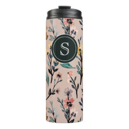 Dusty Rose Boho Floral Wasserfarbe Custom Thermosbecher