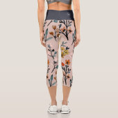 Dusty Rose Boho Floral Watercolor Capri Leggings (Rückseite)