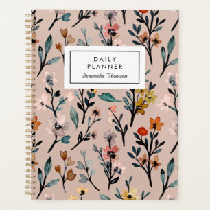 Dusty Rose Boho Floral Watercolor Custom Undated Planer