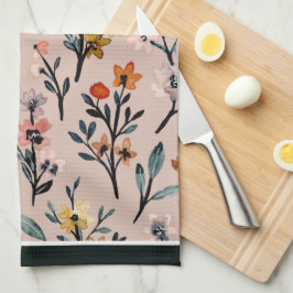 Dusty Rose Boho Floral Watercolor Geschirrtuch