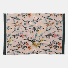 Dusty Rose Boho Floral Watercolor Geschirrtuch
