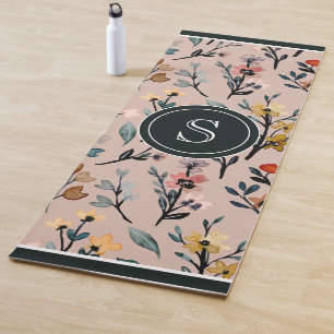 Dusty Rose Boho Floral Watercolor Yogamatte
