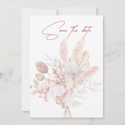 Dusty Rose Boho Floral Wedding Save The Date (Rückseite)