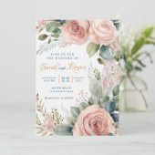 Dusty Rose Boho Greenerity Einladung Hochzeit (Stehend Vorderseite)