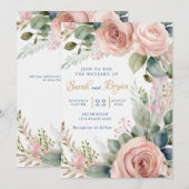 Dusty Rose Boho Greenerity Einladung Hochzeit (Vorne/Hinten)