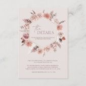 Dusty Rose Boho Pampas Floral Wedding Details Begleitkarte (Vorderseite)
