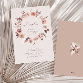 Dusty Rose Boho Pampas Floral Wedding Reception Begleitkarte