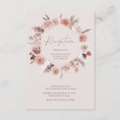 Dusty Rose Boho Pampas Floral Wedding Reception Begleitkarte (Vorderseite)