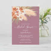 Dusty Rose Boho Pampas Grass Brautparty Einladung (Stehend Vorderseite)