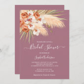 Dusty Rose Boho Pampas Grass Brautparty Einladung (Vorne/Hinten)