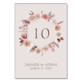 Dusty Rose Boho Pampas Wedding Tischnummer (Vorderseite)
