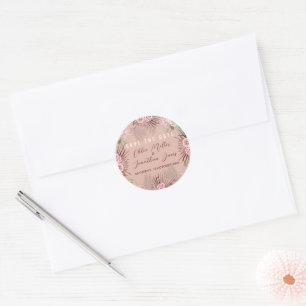 Dusty Rose Boho Tropical Runder Aufkleber
