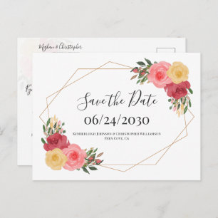 Dusty Rose Boho Wasserfarbe Save the Date Postkarte