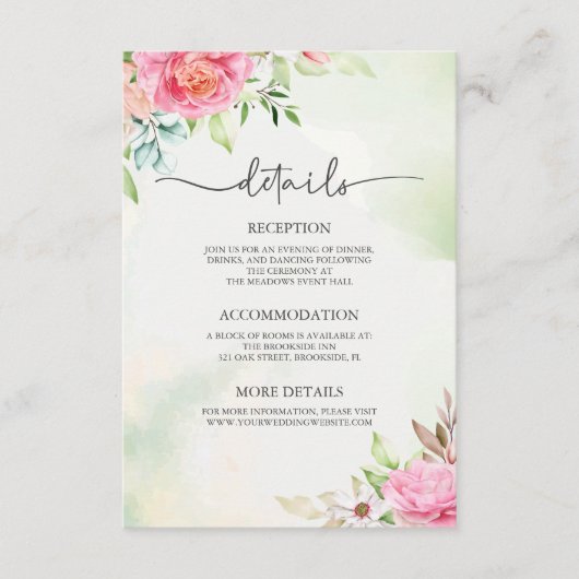 Dusty Rose Boho Wedding Enclosure Details Card Begleitkarte (Vorderseite)