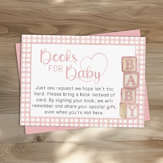 Dusty Rose Books for Baby Card Baby Shower Insert