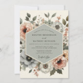 Dusty Rose Botanical Elegance Wedding Einladung (Vorderseite)