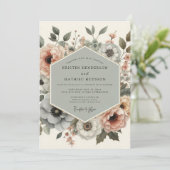 Dusty Rose Botanical Elegance Wedding Einladung (Stehend Vorderseite)