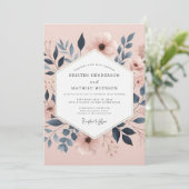 Dusty Rose Botanical Elegance Wedding Einladung (Stehend Vorderseite)