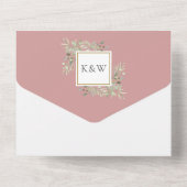 Dusty Rose Botanical Greenerity Monogram Wedding All In One Einladung (Rückseite)