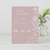 Dusty Rose Botanical Minimal Wedding Save the Date (Stehend Vorderseite)