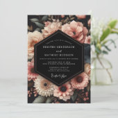Dusty Rose Botanical Romance Wedding Einladung (Stehend Vorderseite)
