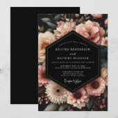 Dusty Rose Botanical Romance Wedding Einladung (Vorne/Hinten)