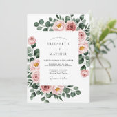 Dusty Rose Botanical Spring Wedding Einladung (Stehend Vorderseite)