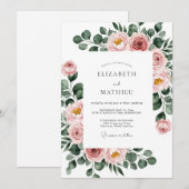 Dusty Rose Botanical Spring Wedding Einladung (Vorne/Hinten)