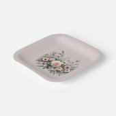 Dusty Rose Botanical Wedding Floral Watercolor Pappteller (Gewinkelt)