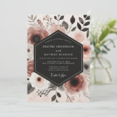 Dusty Rose Botanical Whimsy Wedding Einladung (Stehend Vorderseite)