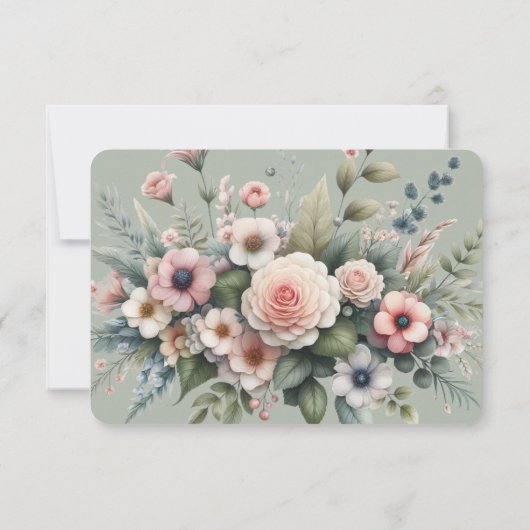 Dusty Rose Botanisch Save the Date Elegant Einladung (Rückseite)