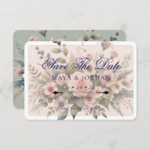 Dusty Rose Botanisch Save the Date Elegant