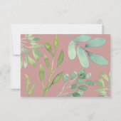 Dusty Rose Botanische Grünpflanzen Hochzeit RSVP-K RSVP Karte (Rückseite)