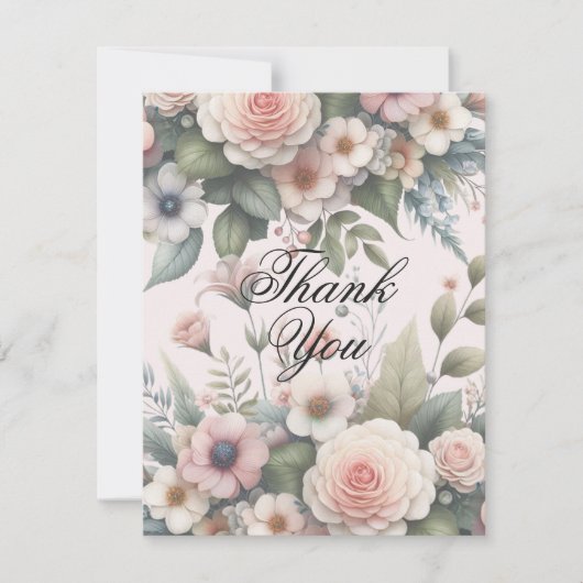 Dusty Rose Botanische Hochzeit Danke-Card Dankeskarte (Vorderseite)