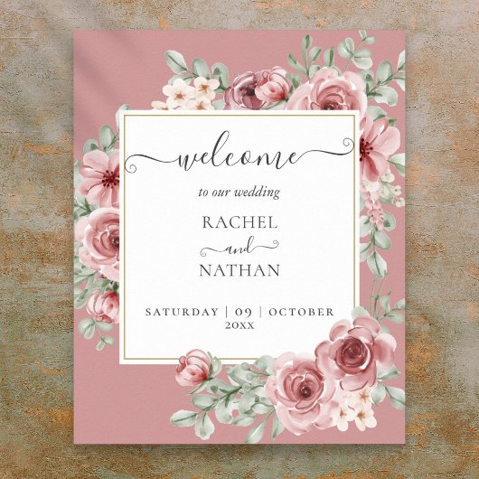 Dusty Rose Botanische Hochzeit mit floralen Begeis Poster