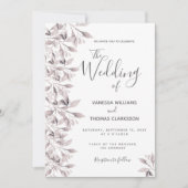 Dusty Rose botanisches Blattwerk Hochzeit Einladung (Vorderseite)