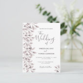 Dusty Rose botanisches Blattwerk Hochzeit Postkarte (Stehend Vorderseite)