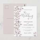 Dusty Rose botanisches Blattwerk Hochzeit Postkarte (Vorne/Hinten)