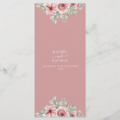 Dusty Rose Botanisches Hochzeitsessen Menükarte (Rückseite)