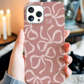 Dusty Rose Bow Monogram Case-Mate iPhone Hülle