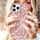 Dusty Rose Bow Monogram Case-Mate iPhone Hülle