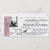 Dusty Rose Brasilien Hochzeit Boarding Pass Einlad (Vorderseite)
