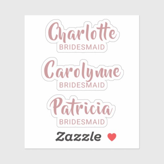 Dusty Rose Bridesmaid Name Custom Cut Sticker (Blatt)