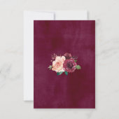 Dusty Rose Burgundy Blumenleuchter Hochzeit RSVP Karte (Rückseite)