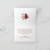 Dusty Rose Burgundy Floral String Lights Wedding Dankeskarte (Innenseite)