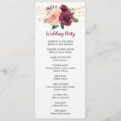 Dusty Rose Burgundy Floral String Lights Wedding Programm (Rückseite)