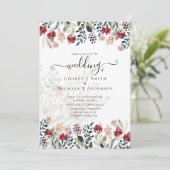 Dusty Rose Burgundy Floral Wedding Einladung (Stehend Vorderseite)