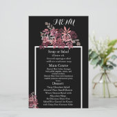 Dusty Rose Burgundy Floral Wedding Menu (Stehend Vorderseite)