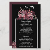 Dusty Rose Burgundy Floral Wedding Menu (Vorne/Hinten)